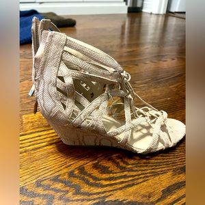 Kenneth Cole Strappy Snakeskin Wedge Sandals